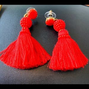 J. Crew Red Tassel Earring